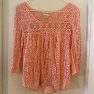 American Eagle Peach Lace Top